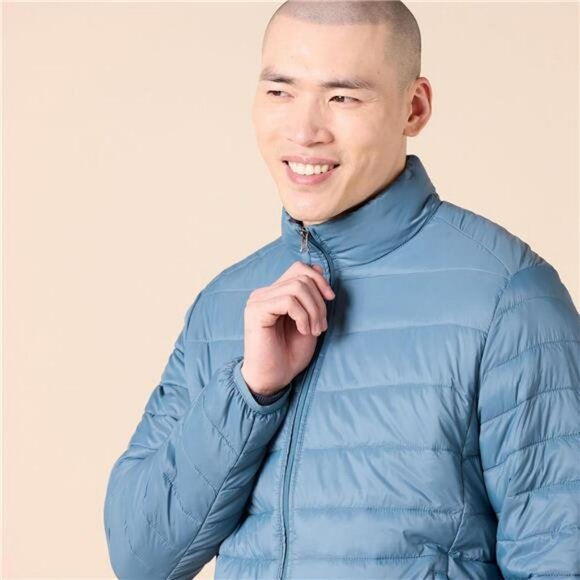 Mens lightweight puffer jacket water resistant packable zip coat big and tall - Picture 4 of 7